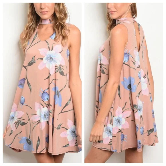 Blush Color Floral Sleeveless Dress - Picture 7 of 7